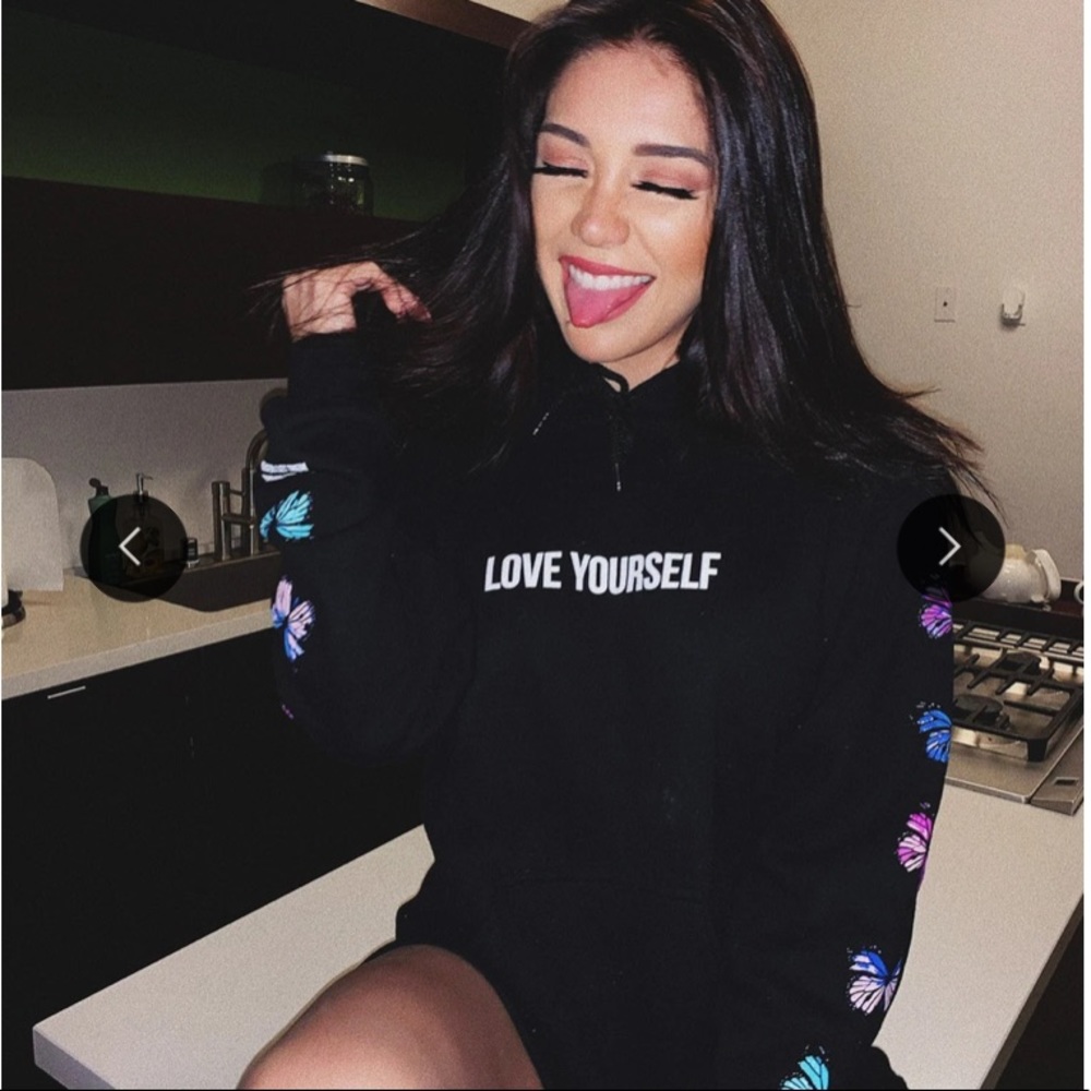 Love Yourself Broken Butterfly Hoodie - Black